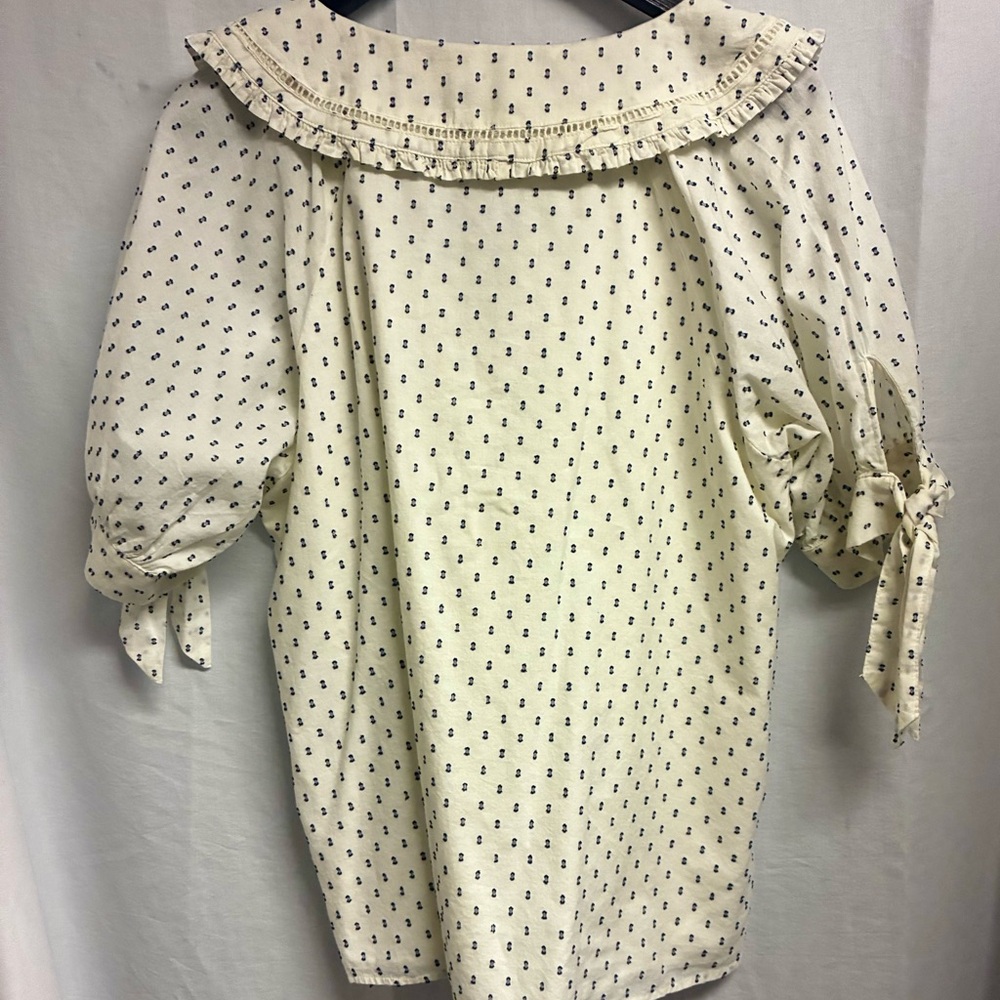 LC Lauren Conrad Ivory Blouse with Navy Dots - Picture 5 of 5